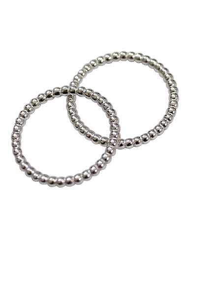 925 Sterling Silber Bead Weißer runder minimalistischer Midi-Ring
