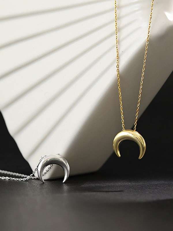 Collier pendentif minimaliste en argent sterling 925 Smooth Moon