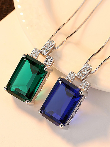 Halskette aus Sterlingsilber, grün, blau, mit natürlichen Edelsteinen