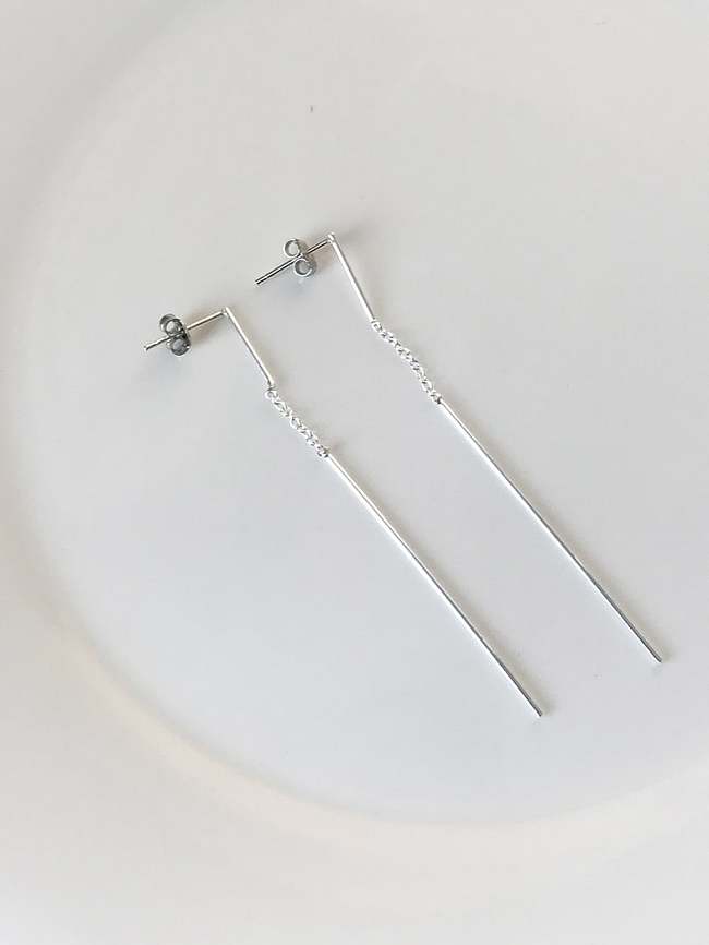 925 Sterling Silver Smooth Tassel Minimalist Threader Earring