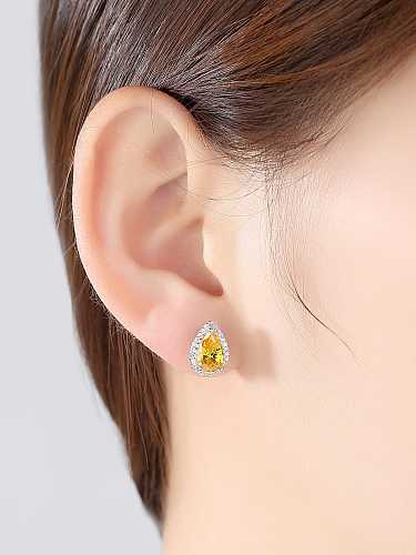 925 Sterling Silver Cubic Zirconia White Water Drop Classic Stud Earring