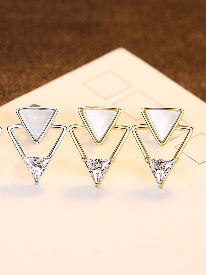 925 Sterling Silver Shell Triangle Minimalist Stud Earring
