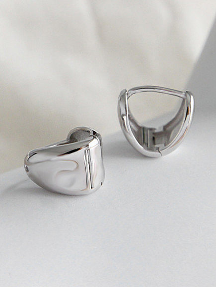 925 Sterling Silver With Smooth Simplistic Geometric Clip On Earrings