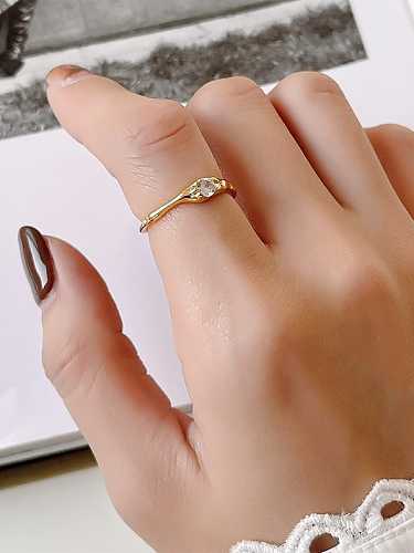 925 Sterling Silver Rhinestone Irregular Minimalist Band Ring