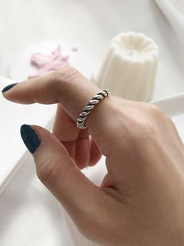 925 Sterling Silver Vintage Woven Free Size Midi Ring