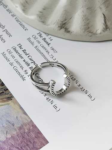 925 Sterling Silver Letter-U Vintage Geeky Ring