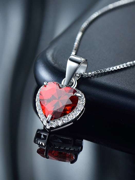 925 Sterling Silver Cubic Zirconia Vintage Heart Pendant Necklace