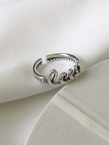 925 Sterling Silver Letter Love Vintage Band Ring