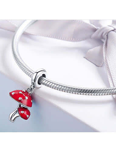 925 silver cute mushroom charms