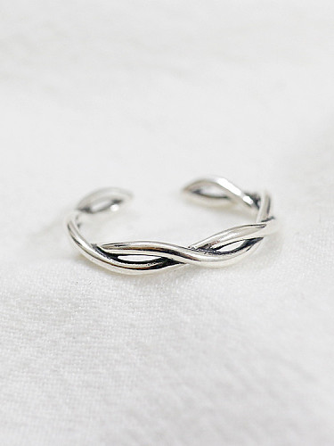 Simple Woven Silver Opening Ring