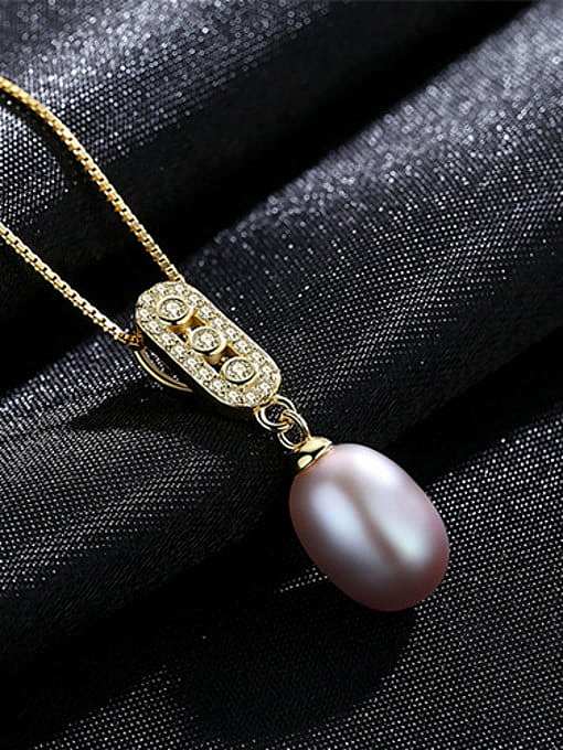 Pendentif en perles naturelles en argent pur Collier plaqué or véritable 18 carats