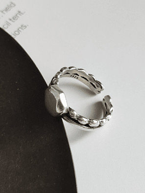 925 Sterling Silver Geometric Vintage Band Ring