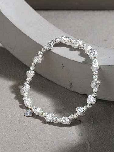 Bracelet perlé vintage géométrique en argent sterling 925