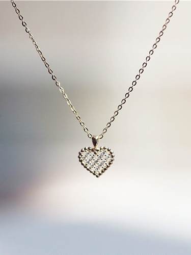 Collier délicat coeur strass en argent sterling 925