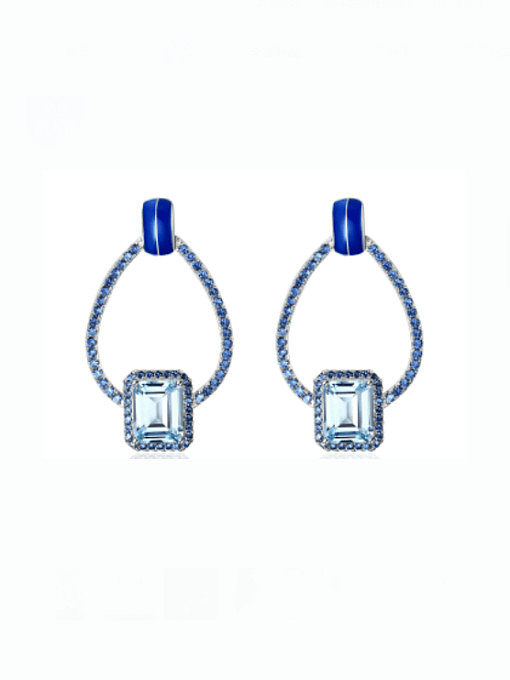 925 Sterling Silver Natural Color Treasure Topaz Geometric Dainty Drop Earring