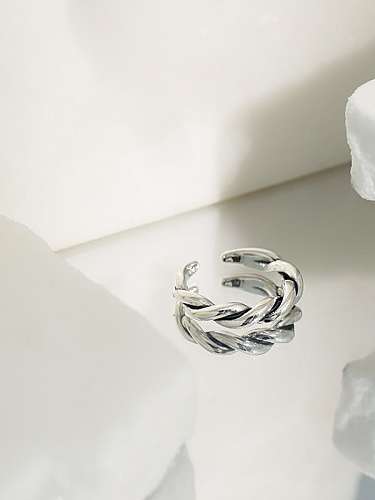 925 Sterling Silver Irregular Vintage Twist Pattern Band Ring