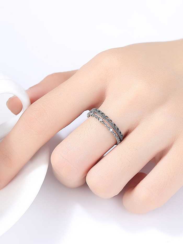 925 Sterling Silver Antique rendering Free Size ring
