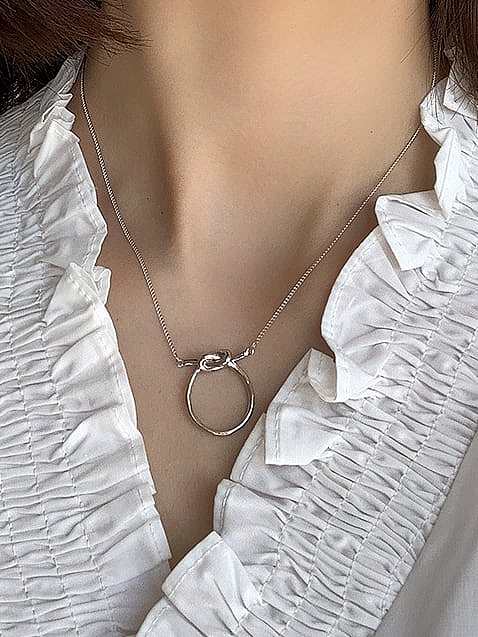 925 Sterling Silber Vintage einfache Knoten Halskette