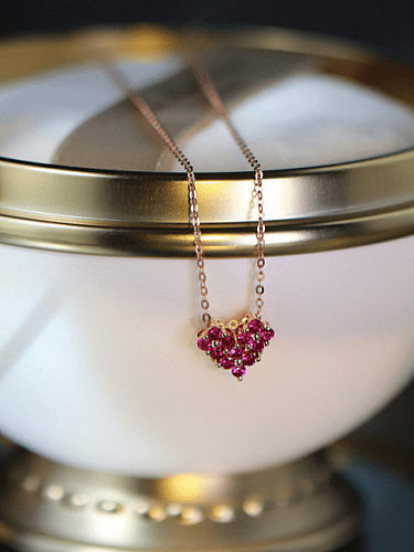 925 Sterling Silver Rhinestone Heart Flower Minimalist Necklace