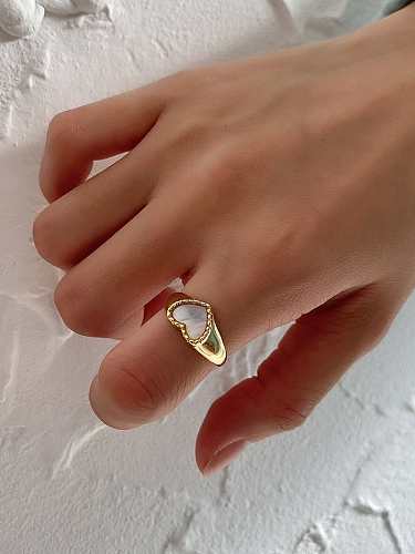 925 Sterling Silver Shell Heart Vintage Band Ring