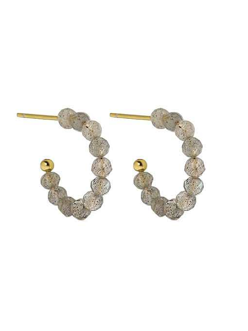 Boucles d'oreilles minimalistes géométriques en pierre naturelle en argent sterling 925