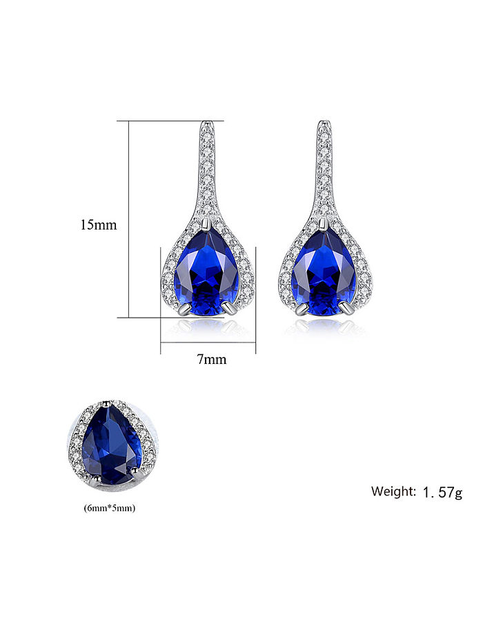 925 Sterling Silver With Platinum Plated Delicate Water Drop Drop Earrings