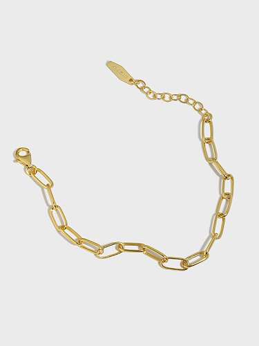Bracelet à maillons minimalistes en chaîne géométrique creuse en argent sterling 925