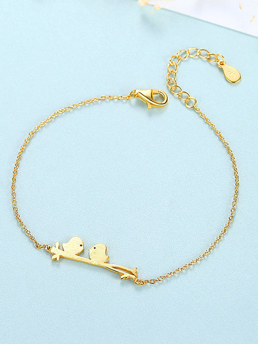 925 Sterling Silver With Gold Plated Simplistic Little Bird Bracelets