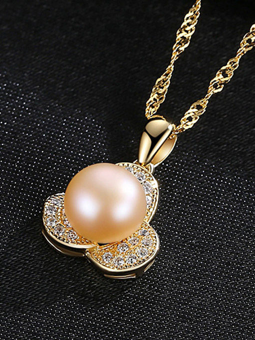 Collar de perlas naturales de 18-7 mm en plata de primera ley recubierta de oro de 7.5 kilates