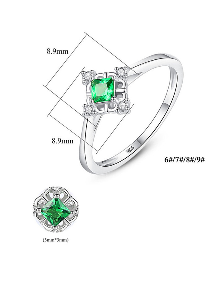925 Sterling Silver With Cubic Zirconia Simplistic Square Band Rings