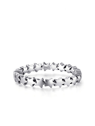 925 Sterling Silver Smotth Star Minimalist Band Ring