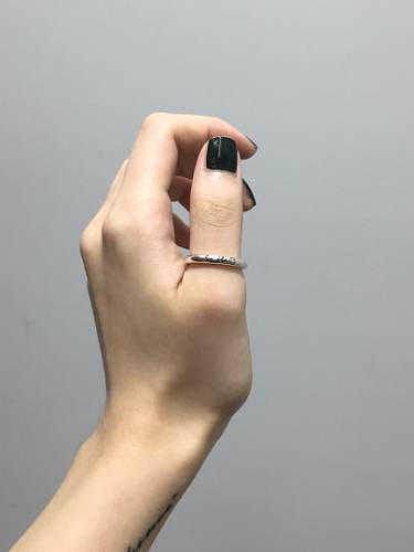 925 Sterling Silver Letter Minimalist free size Ring