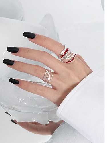 925 Sterling Silver Cubic Zirconia Irregular Vintage Stackable Ring