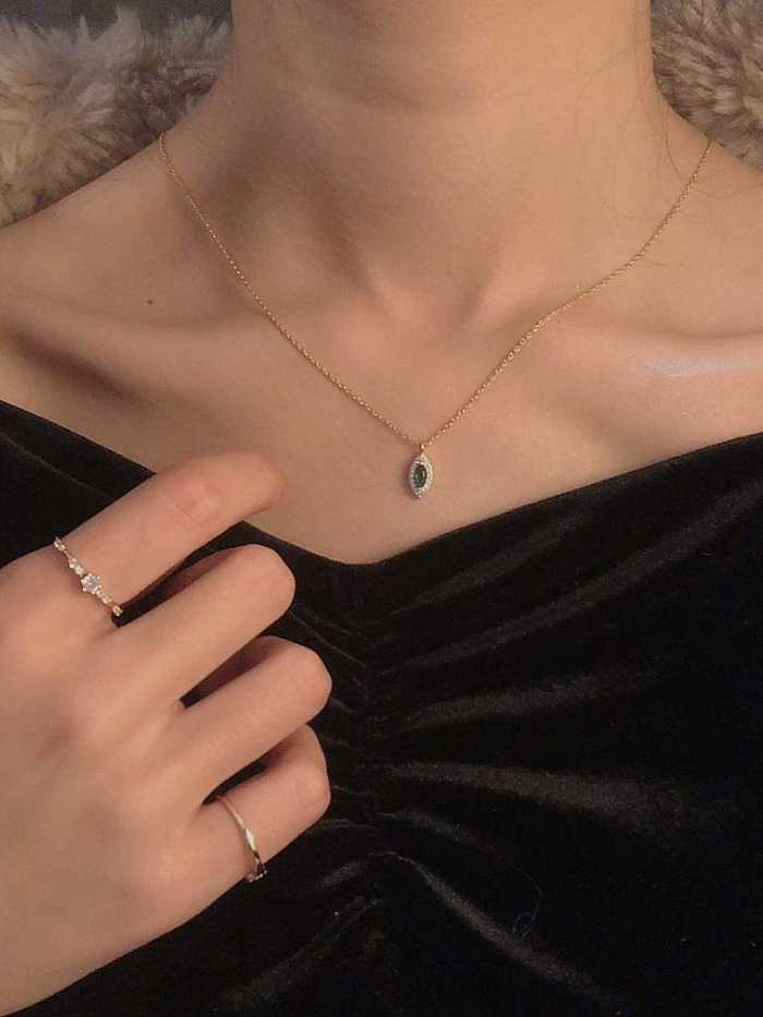 925 Sterling Silver Emerald Green Water Drop Dainty Necklace