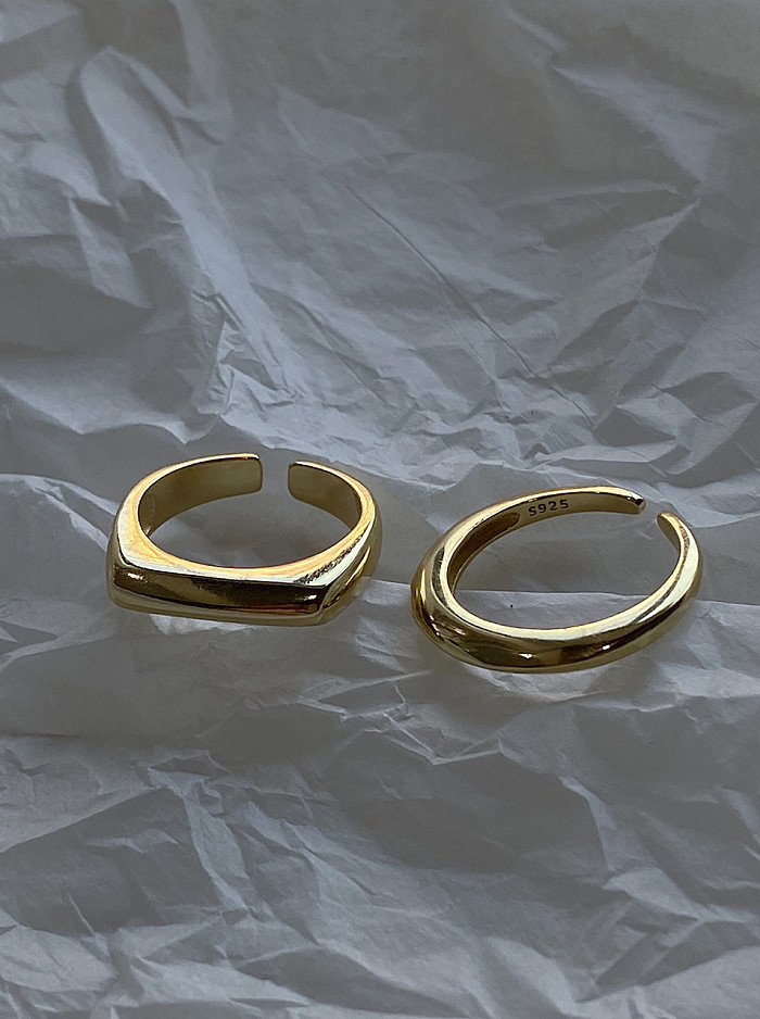 925 الفضة الاسترليني مع حلقات هندسية بسيطة الحجم مطلية بالذهب