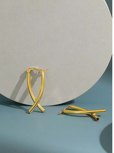 925 Sterling Silver Smooth Cross Minimalist Drop Earring