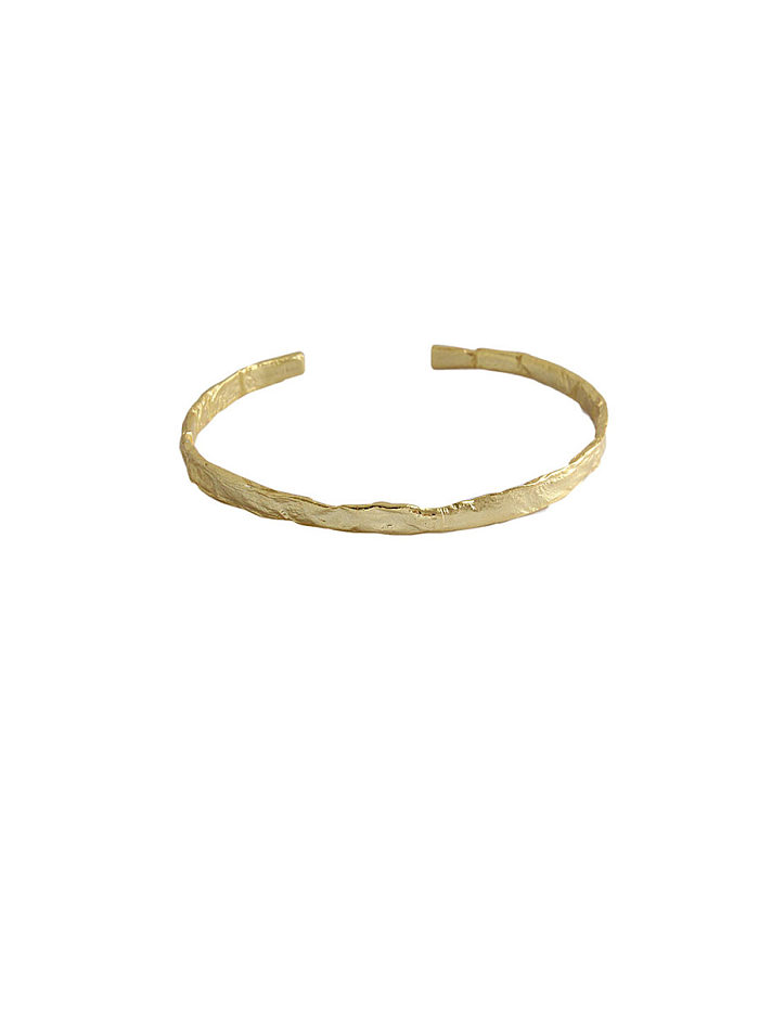 Argent sterling 925 avec des bracelets lisses simplistes irréguliers de taille libre