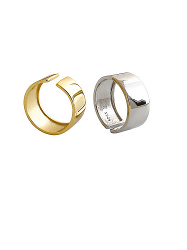 925 Sterling Silver With Gold Plated Simplistic Round Free Size Rings