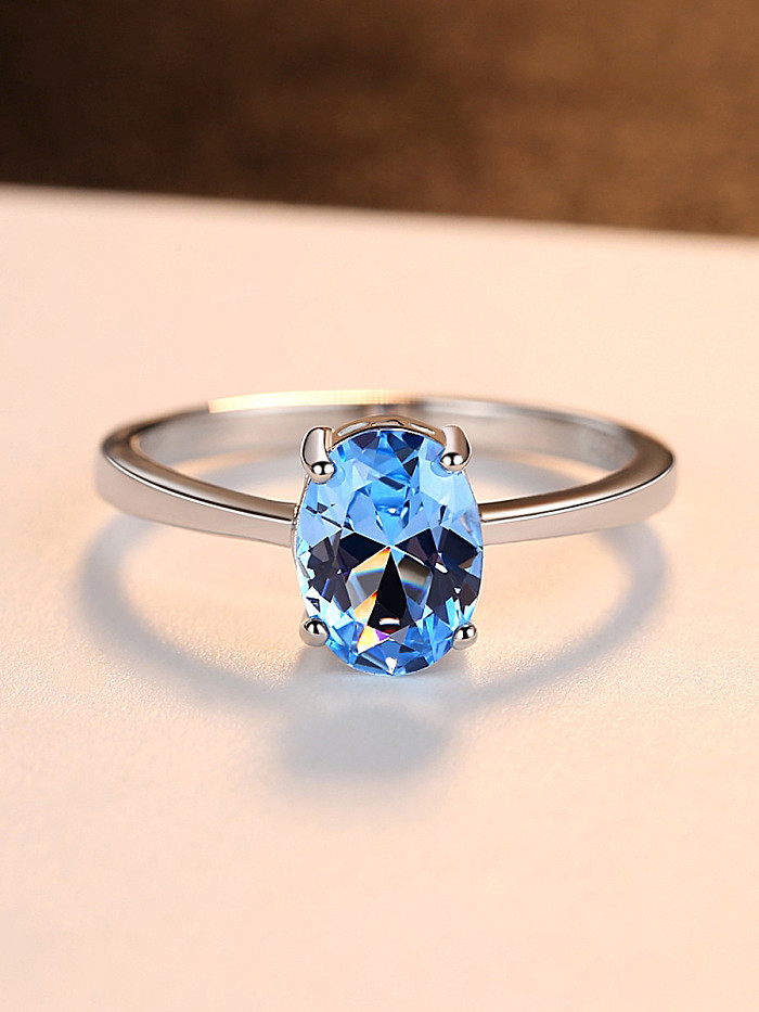 خاتم من الفضة الإسترليني باللون الأزرق السماوي وأحجار شبه كريمة