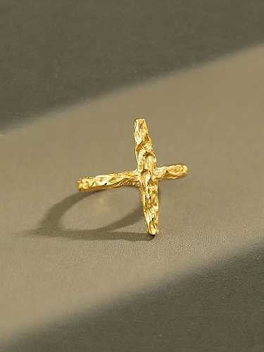 Anel de banda minimalista cruz de prata esterlina 925