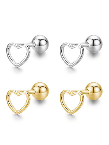 925 Sterling Silver Hollow Heart Minimalist Stud Earring