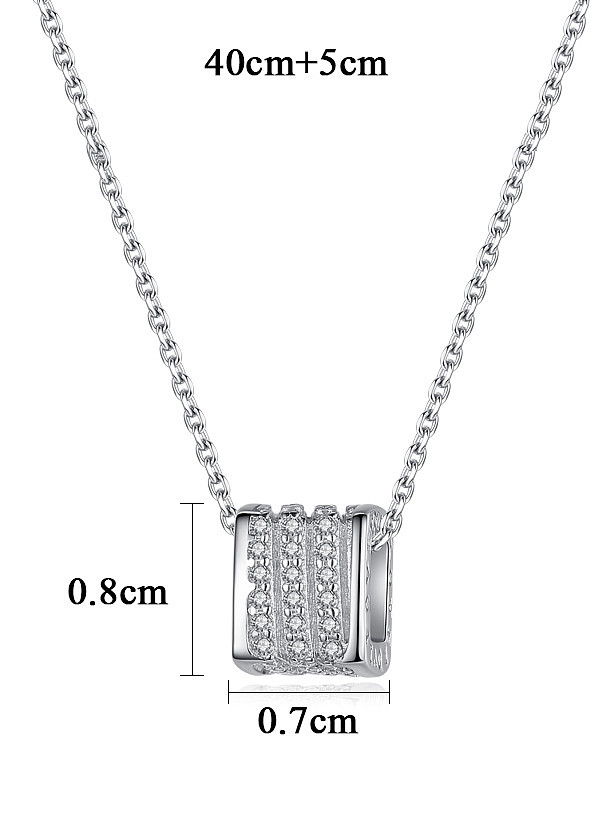 925 Sterling Silver With Platinum Plated Simplistic Geometric Necklaces