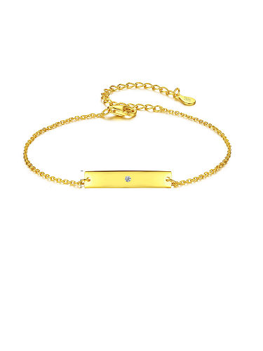 925 Sterling Silver With Gold Plated Simplistic Square Bracelets