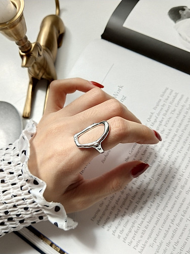 Sterling silver shaped design exaggerated ring