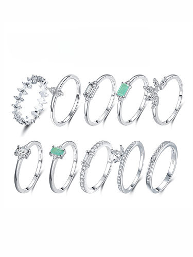 925 Sterling Silver Cubic Zirconia Geometric Dainty Band Ring