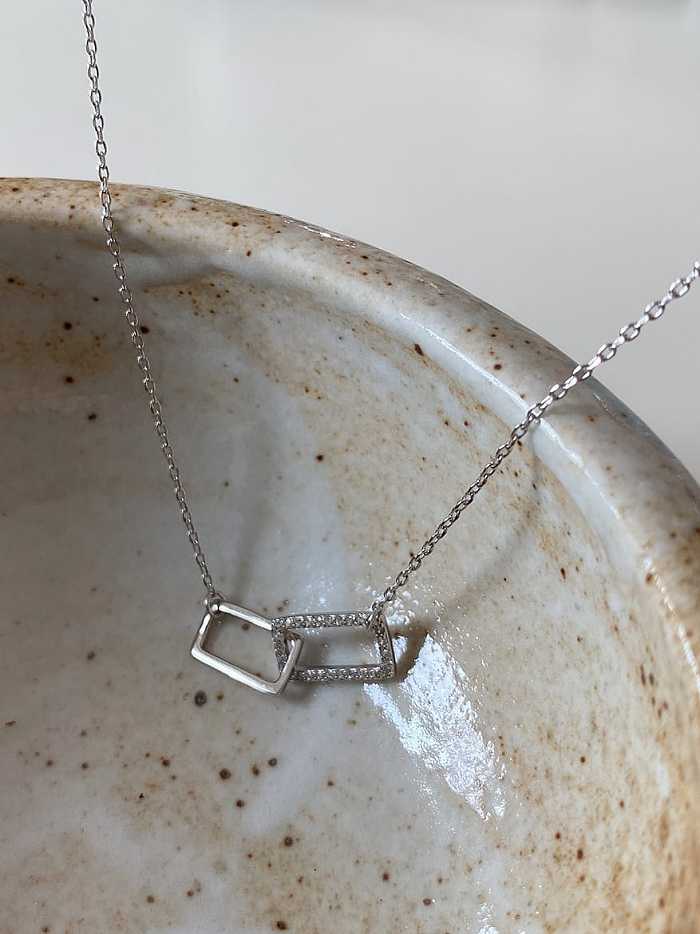Colar geométrico minimalista de zircônia cúbica de prata esterlina 925