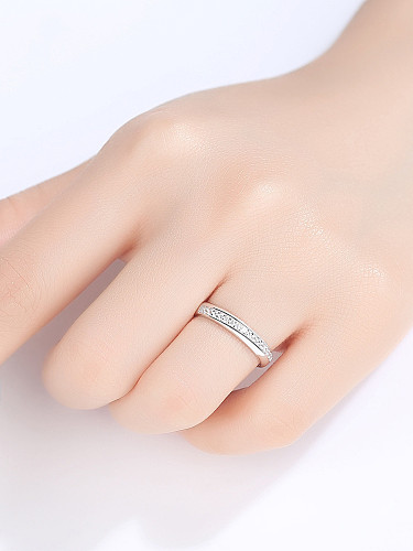 925 Sterling Silver With Platinum Plated Simplistic Round Band Rings