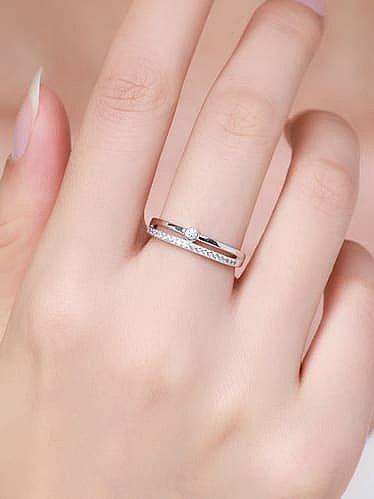 925 Sterling Silver Cubic Zirconia Geometric Minimalist Stackable Ring