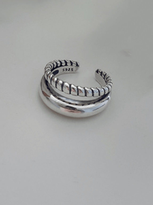 925 Sterling Silver Vintage Double Woven Free Size Ring