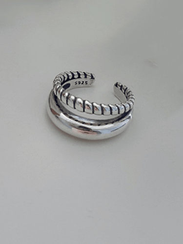 925 Sterling Silber Vintage doppelt gewebter Ring in freier Größe